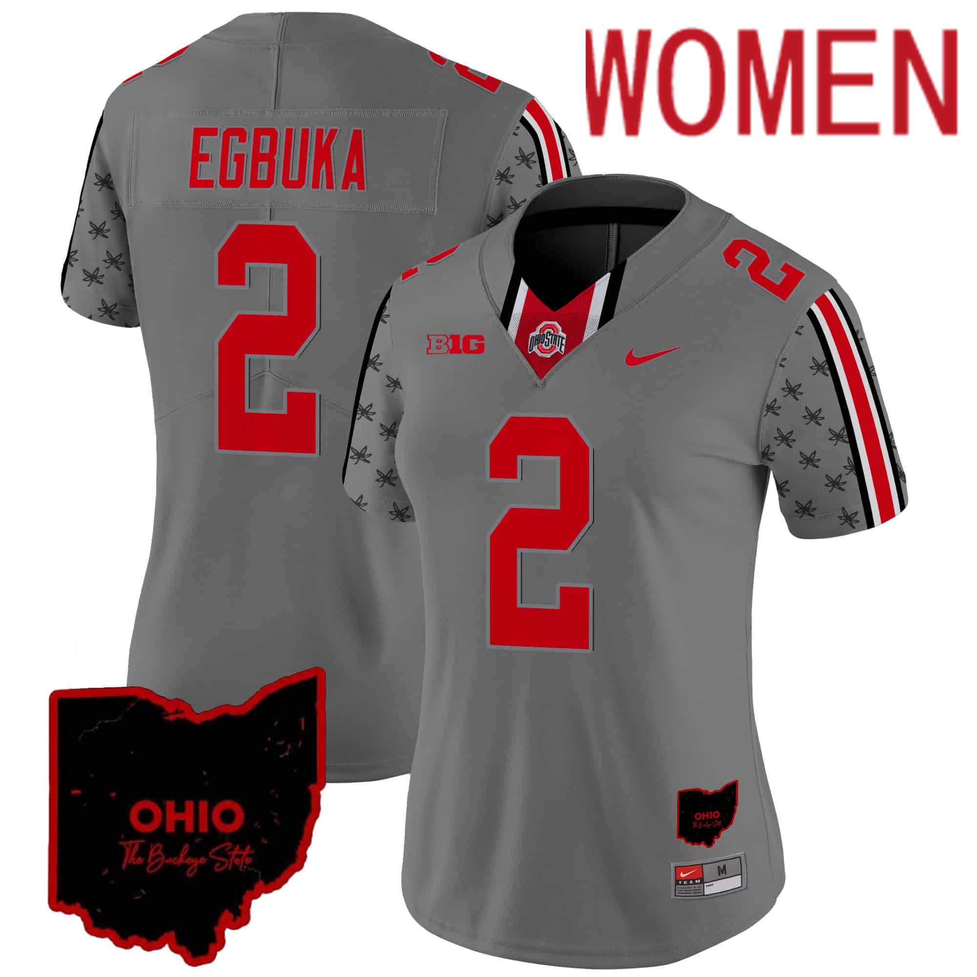 Women Ohio State Buckeyes #2 Egbuka Grey 2024 Nike Home Patch Vapor Limited NCAA Jersey